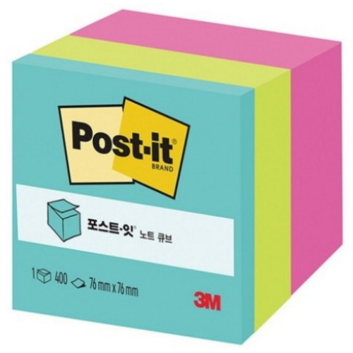 3M  포스트잇 노트 큐브 아쿠아 3색