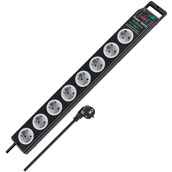슈퍼솔리드 라인 8구 메인스위치 서지보호 멀티탭 블랙