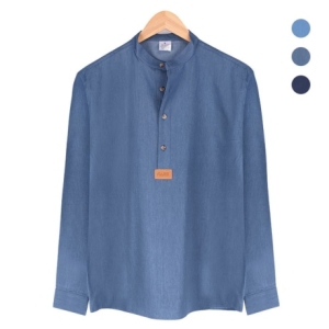 오버핏 청남방 미디엄블루 NWM004 MBlue 남자 핸리넥 차이나카라 Navy XL