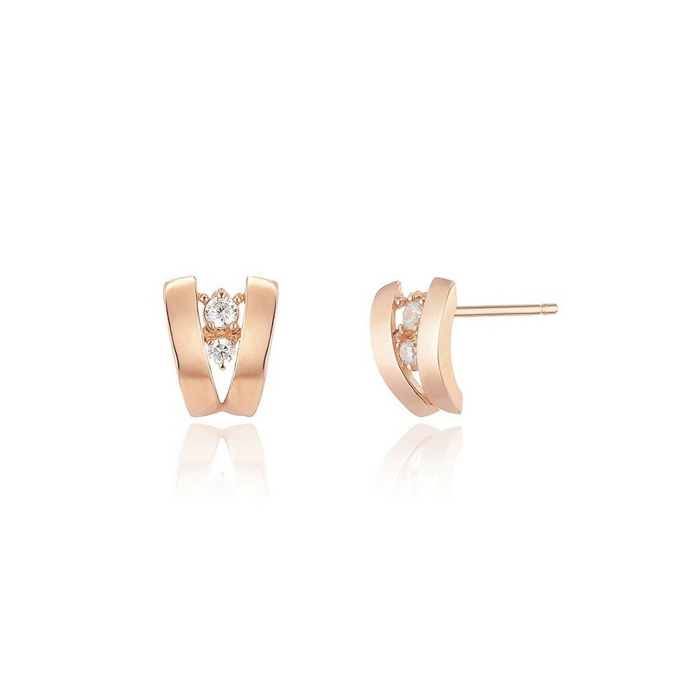 로이드 더블 레이어 스톤 세팅 10K 귀걸이 LPU24035T