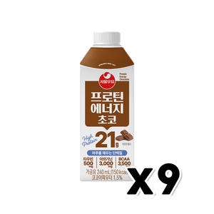서울우유 프로틴 에너지 초코 240ml (9개)