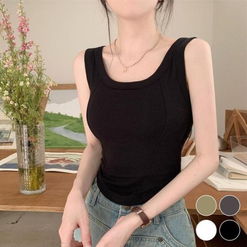 오노마 ONM 여성 브라캡 내장 일체형 언발 밑단 U라인 러닝탑 S12855731