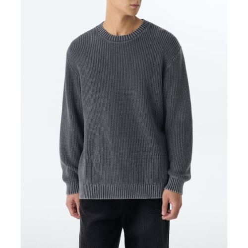 무신사 스탠다드 MUSINSA STANDARD 피그먼트 리브드 크루 넥 니트 차콜 그레이 MMDWP610-CG 145968_이미지