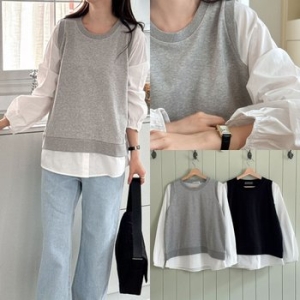 위쉬몰 SM 리플퍼프레이어드긴팔티 S798H409 빅사이즈