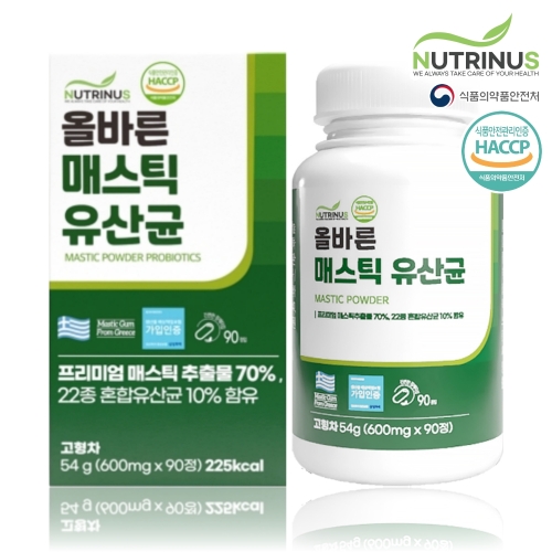 올바른 매스틱 유산균 600mg 90정