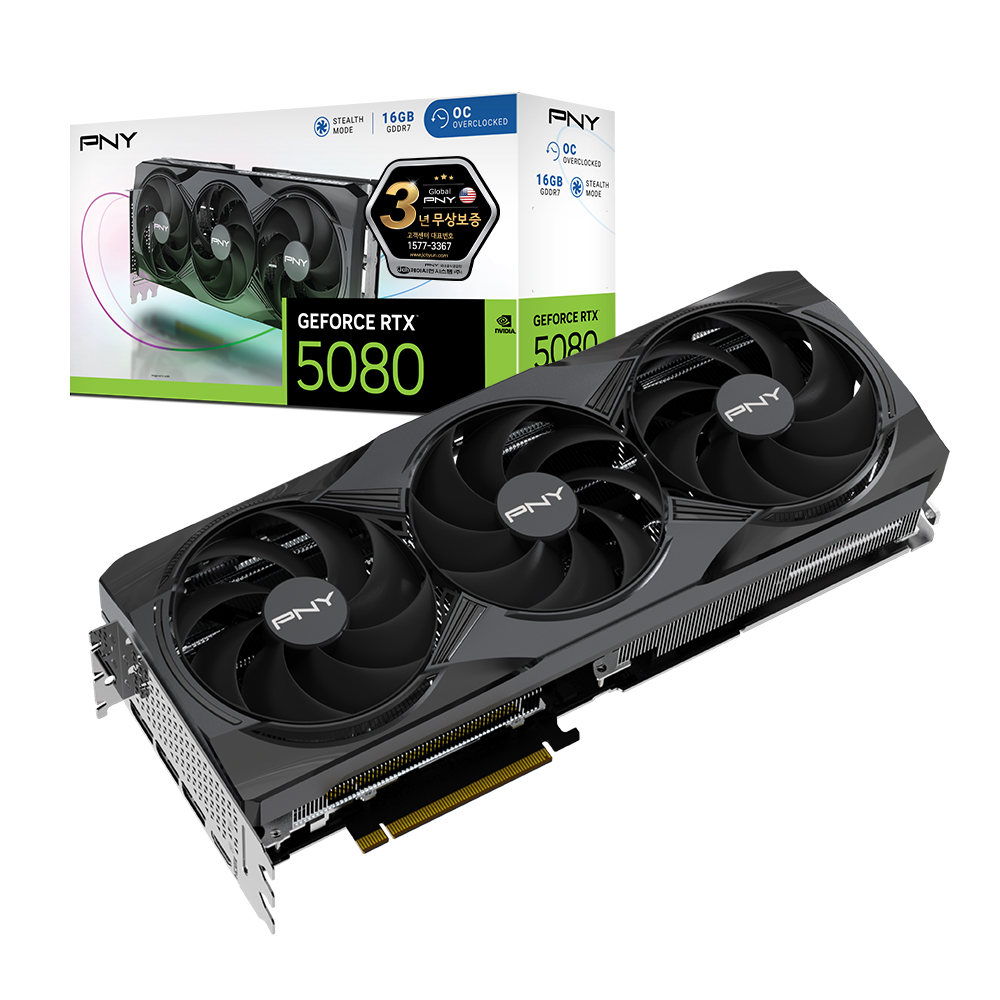 PNY 지포스 RTX 5080 OC D7 16GB Triple Fan 제이씨현이미지입니다. 누르면 해당 게시물로 새창이동합니다.