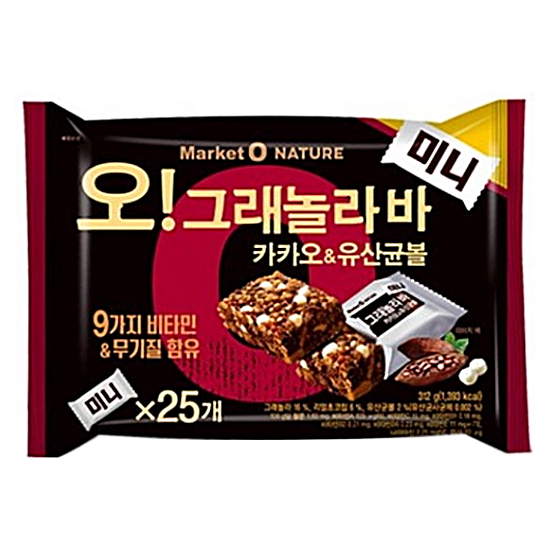 오리온 마켓오 오! 그래놀라바 카카오&유산균볼 미니 25개입 312g (3개)_이미지