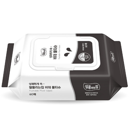 미래생활 잘풀리는집 비데 물티슈 캡형 60매 (5팩)