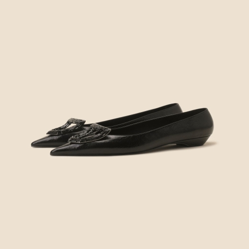여성 폴리곤 플랫 슈즈_DG1DS25003BLK