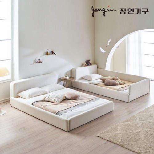 장인가구 하랑 패브릭 슬림헤드 수납가드 패밀리침대 SS+SS (본넬스프링)_이미지