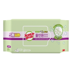 3M 스카치브라이트 올인원 베이직 더블액션 물걸레 청소포 플러스 표준형 25매 1개입_이미지