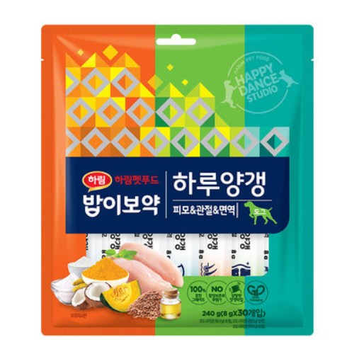 하림펫푸드 밥이보약 독 하루양갱 피모&관절&면역 240g (8g x 30p) (2개)