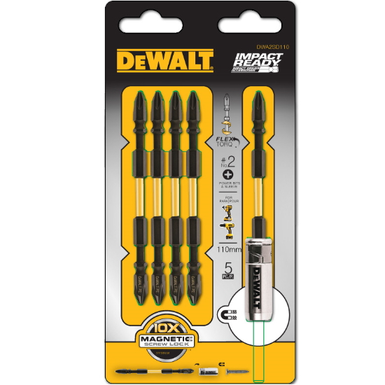 디월트 양날 토션비트 자화기 세트 DWA2SD110 (5pcs) (1세트)_이미지