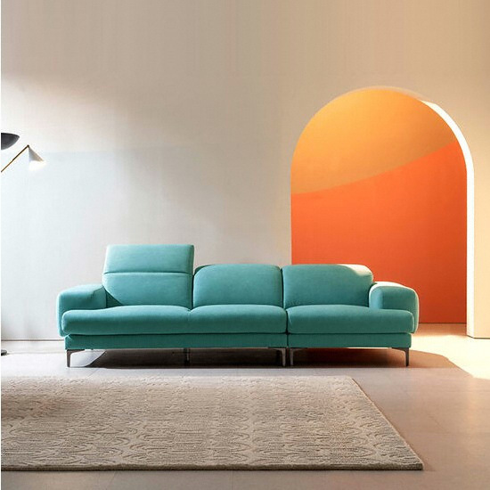 에싸 밀란 헤드기능 러스티카 패브릭 소파 3.5인용 (스툴별도)