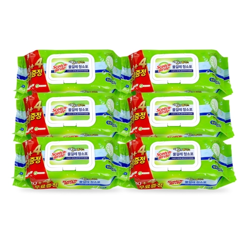 3M 스카치브라이트 물걸레 청소포 더블액션 플러스 대형 24매 (6개)