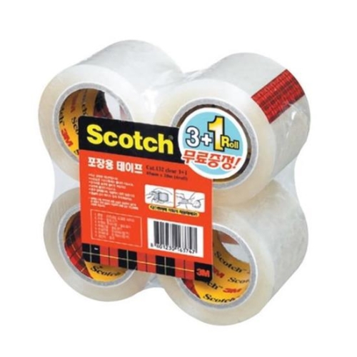 3M 스카치 포장용 테이프 투명 리필4개 132R 48mm x 20m (4개)