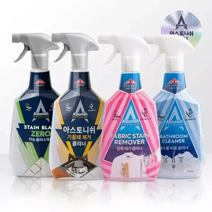 아스토니쉬 만능클리너 제로 750ml + 기름때제거 클리너 750ml + 배스룸 클리너 750ml + 얼룩제거 클리너 750ml