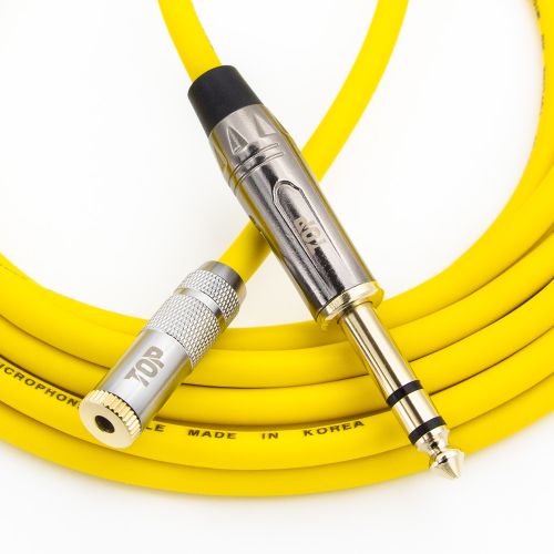 탑라인에이치디 HDTOP 메탈 3.5암 to 5.5수 스테레오 케이블 옐로우 (7m, HT-TP4915)_이미지