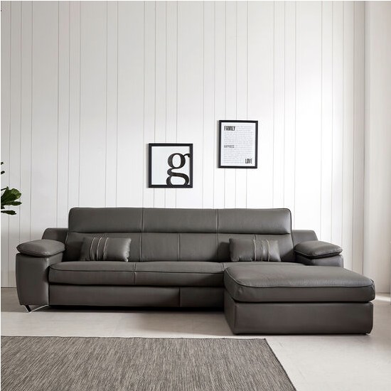 스코나 알몬드 천연통가죽 소파 4인용 (스툴포함)_이미지