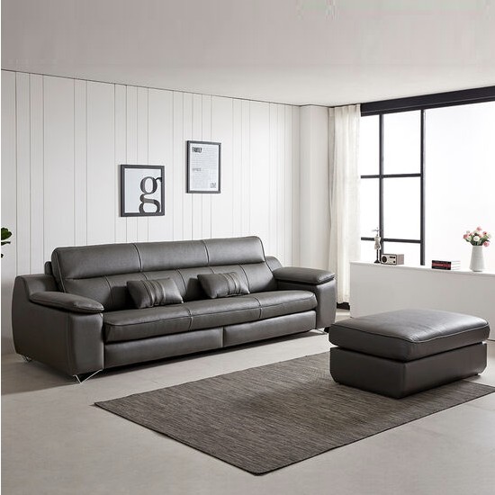 스코나 알몬드 천연통가죽 소파 4인용 (스툴포함)_이미지