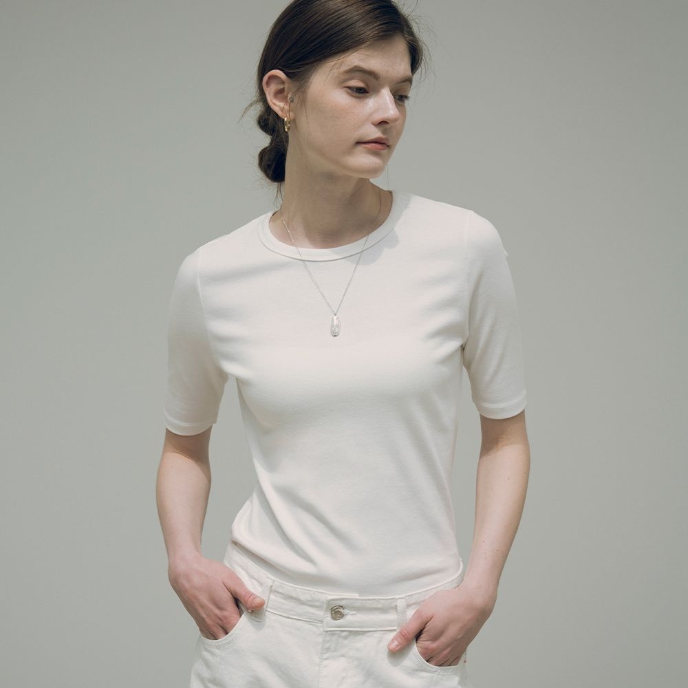 시야쥬 SI-TP5138 5부 코튼 티셔츠_Ivory_이미지