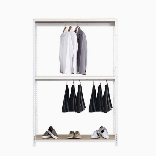 드레스룸 시스템 철제 행거봉2개 3단 행거 1200x400