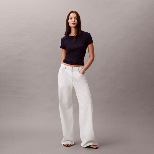 캘빈클라인 진 CK 여성 모노그램 패치 슬림 와플 티 47F233G 9EI