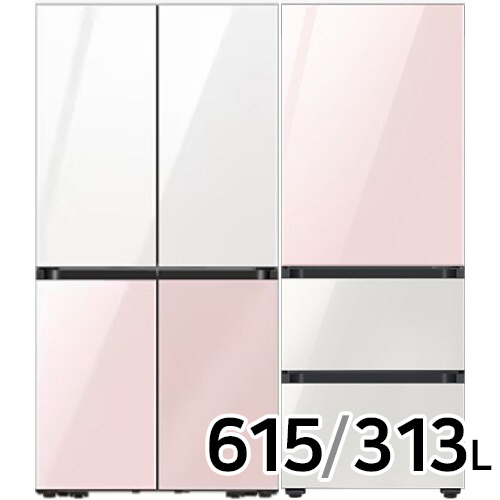삼성전자 비스포크 키친핏 글램 RF60DB9KF1AP (화이트+핑크) + RQ33DB74C1AP (핑크+화이트)_이미지