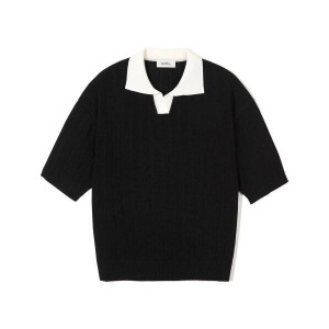 국내판 반팔 쿨 린넨라이크 리브드 카라 배색 숏 슬리브 니트_6 COLOR COOSKT044 203458