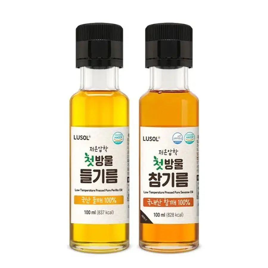 루솔 저온압착 첫방울 참기름 100ml + 들기름 100ml (1개)_이미지