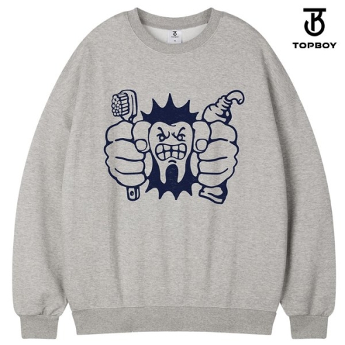 탑보이 덴티스트 오버핏 기모 프린팅 스웨트 셔츠 PTM2106_이미지