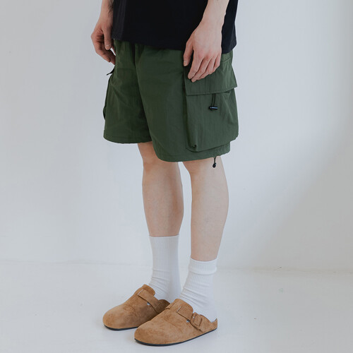 앨빈클로 나일론 사이드 포켓 카고 밴딩 반바지 DLX-1311_이미지