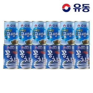 유성물산교역 유동 자연산골뱅이 400g 6개 + <b>꽁치</b> 400g 6개