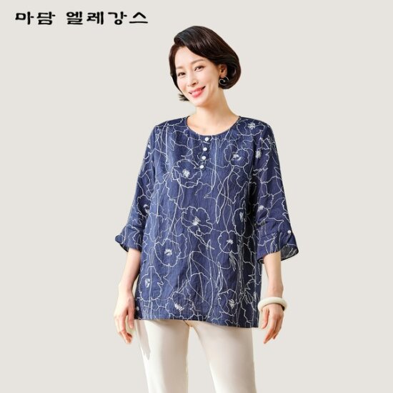 마담엘레강스 아이스플라워 크리즈인견 블라우스 K242BL12_이미지