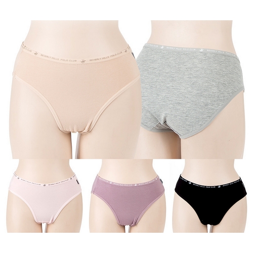 비버리힐스폴로클럽  면스판 무지 미디팬티 5종 세트 BPW-3008 (5매)