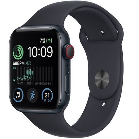 APPLE 워치 SE 2세대 44mm Cellular 미드나이트 알루미늄, 가개통 (스포츠밴드)_이미지