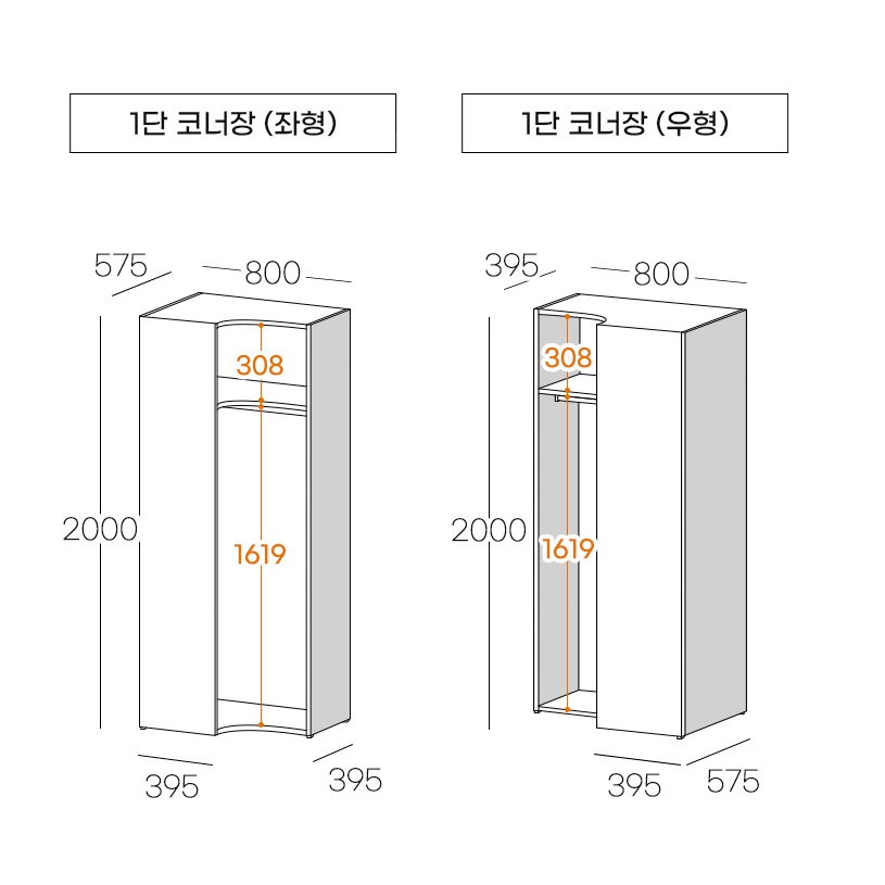 장인가구 클래드 드레스룸 400 선반장 1단 코너장 800 1단 800 2단 행거 세트 2800_이미지