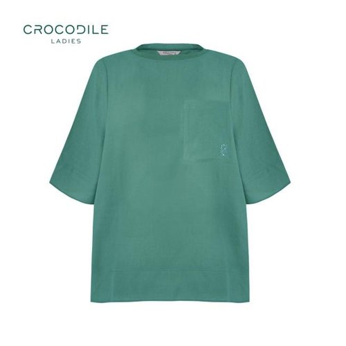패션그룹형지 크로커다일레이디 메쉬배색 넥라인 세미 루즈 티셔츠 CLDMTS117