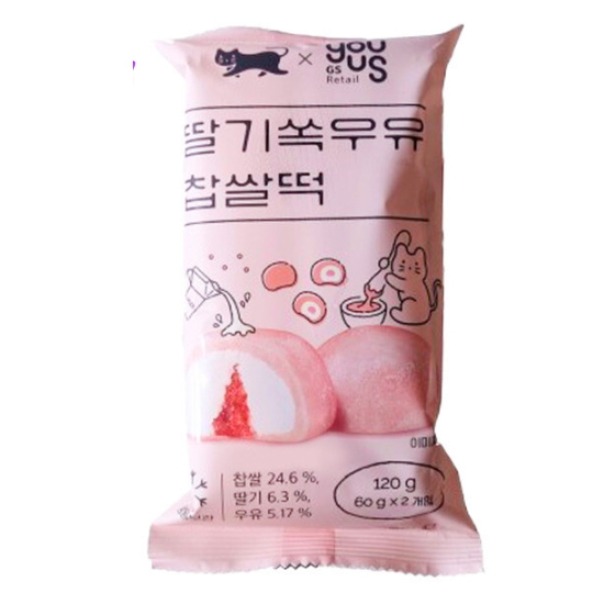 쿠캣 쿠캣 딸기쏙우유찹쌀떡 2개입 120g (3개)