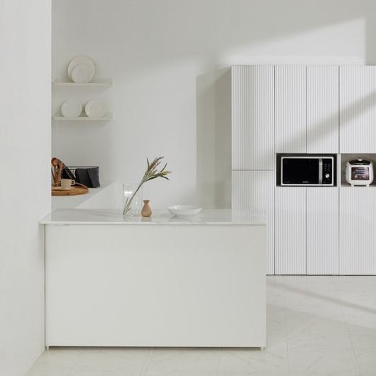 크라운퍼니쳐  노아 심플 화이트 아일랜드 대리석 홈바 식탁 900x600 (의자별도)