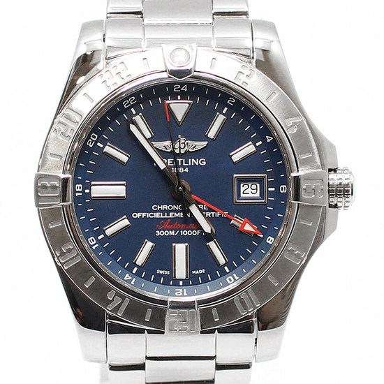 브라이틀링 남성 어벤져 2 GMT 43MM 청판 오토매틱 스틸 시계 A32390