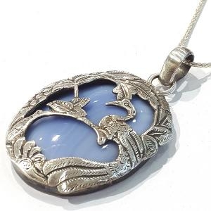 블루케이 블루마노 원석 펜던트211017-19 8월탄생석봉황_이미지