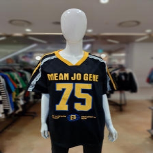 레이스 배색 영문 프린트 브이넥 반팔 티셔츠MM05TS515