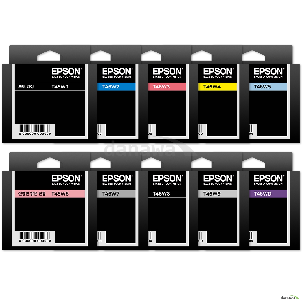 Epson 정품 T46W1, T46W2, T46W3, T46W4, T46W5, T46W6, T46W7, T46W8, T46W9, T46WD 10색 세트이미지입니다. 누르면 해당 게시물로 새창이동합니다.
