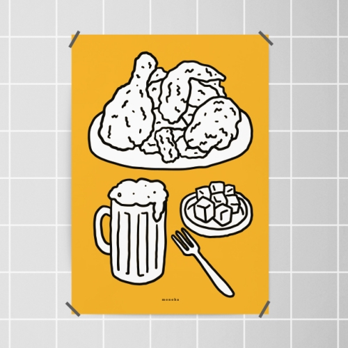 치맥4 M 유니크 인테리어 디자인 포스터 치킨 맥주