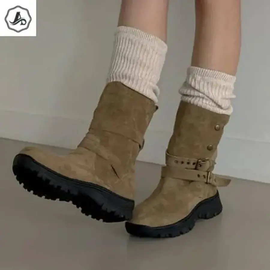 앵클 부츠 슬라우치 버튼 워커 스웨이드 41042152A