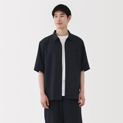 MUJI 남성 통기성이 좋은 5부소매 셔츠 AC222A5A_이미지
