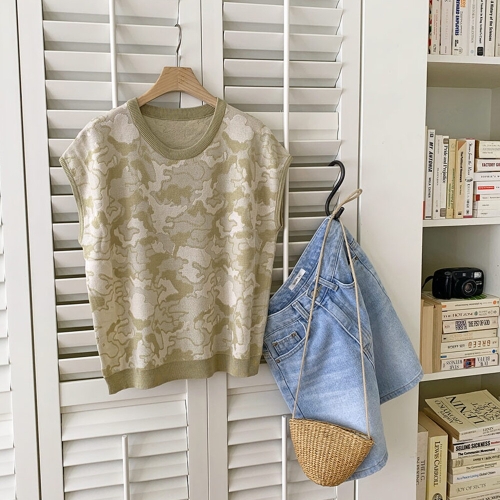 샵앤 까뮤 여성 라운드 이너 루즈핏 데일리 캡소매 니트 티셔츠 DGB-WKN-3218_이미지