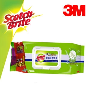 3M 스카치브라이트 물걸레 청소포 더블액션 플러스 대형 24매 (1개)_이미지