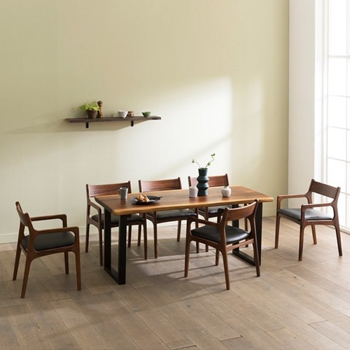 장인가구 에픽 로즈우드 우드슬랩 식탁 1600 (의자6개)_이미지